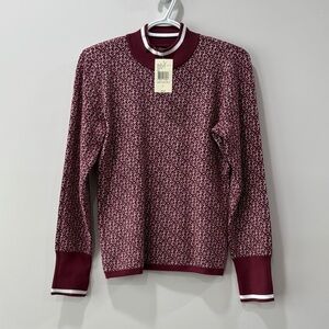 Women’s Burgundy Patterned Long Sleeve Sweater